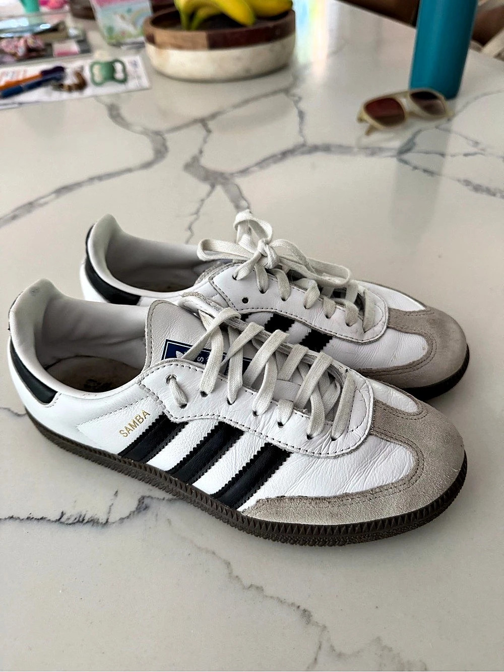 adidas Samba OG Leather Sneakers White & Black US 5